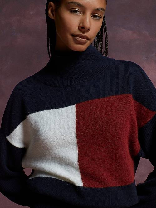 Tommy Hilfiger TH Koleksiyonlar Flag Icon Relaxed Jumper Elbise Kadın Mavi | TH643QLD