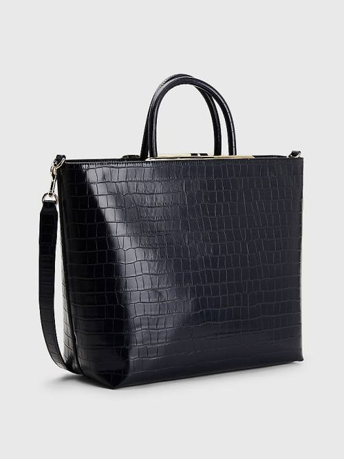 Tommy Hilfiger TH Modern Croco Effect Tote Çanta Kadın Mavi | TH497AUN