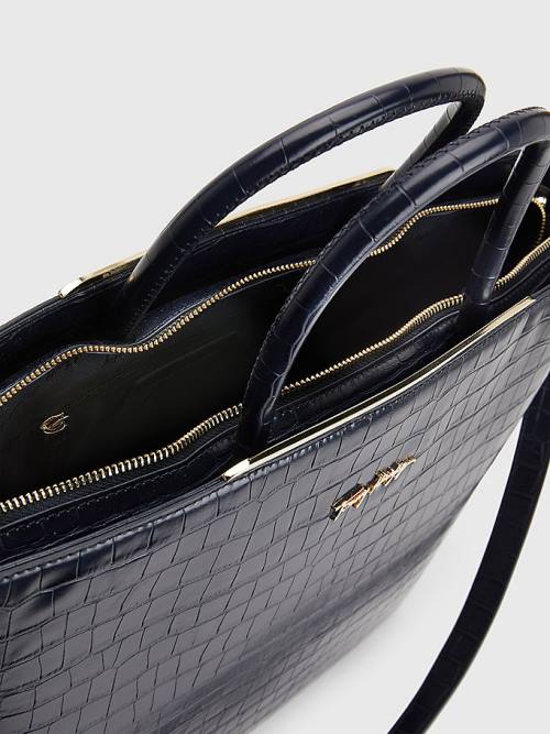 Tommy Hilfiger TH Modern Croco Effect Tote Çanta Kadın Mavi | TH497AUN