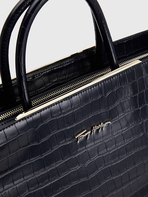 Tommy Hilfiger TH Modern Croco Effect Tote Çanta Kadın Mavi | TH497AUN