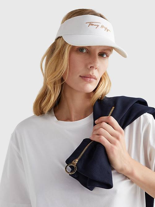 Tommy Hilfiger TH Modern Iconic Signature Visor Şapka Kadın Beyaz | TH465VPK