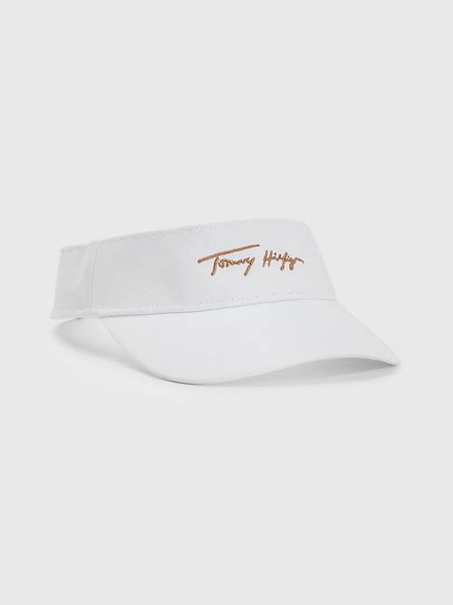 Tommy Hilfiger TH Modern Iconic Signature Visor Şapka Kadın Beyaz | TH465VPK