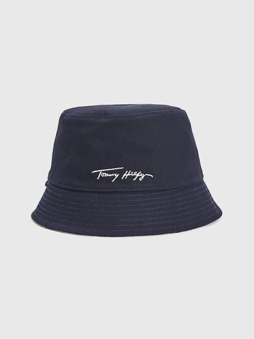 Tommy Hilfiger TH Modern Reversible Bucket Şapka Erkek Mavi | TH627YVG