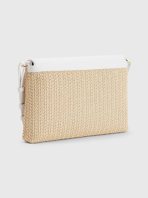 Tommy Hilfiger TH Modern Straw Clutch Çanta Kadın Beyaz | TH041OXK