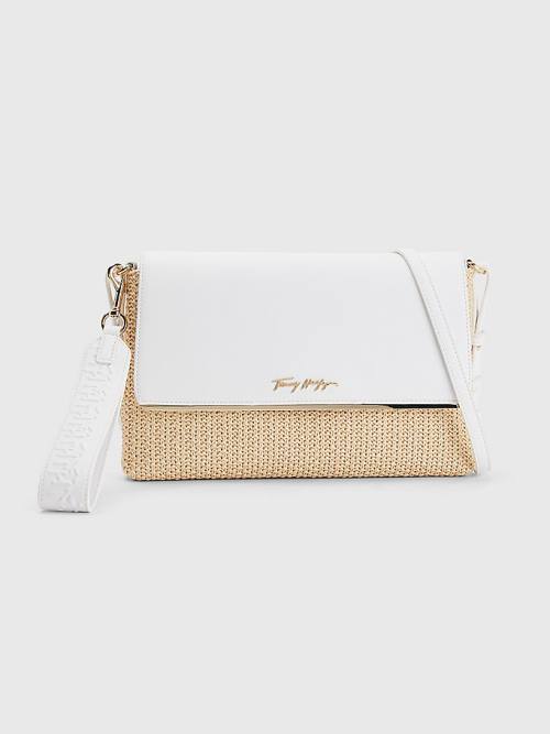 Tommy Hilfiger TH Modern Straw Clutch Çanta Kadın Beyaz | TH041OXK