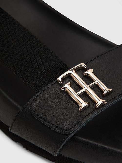 Tommy Hilfiger TH Monogram Askılı Sandalet Kadın Siyah | TH257HLU