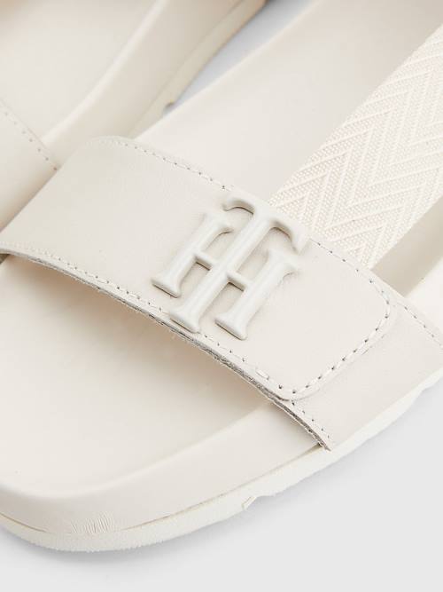 Tommy Hilfiger TH Monogram Askılı Sandalet Kadın Bej Rengi | TH953ZOD