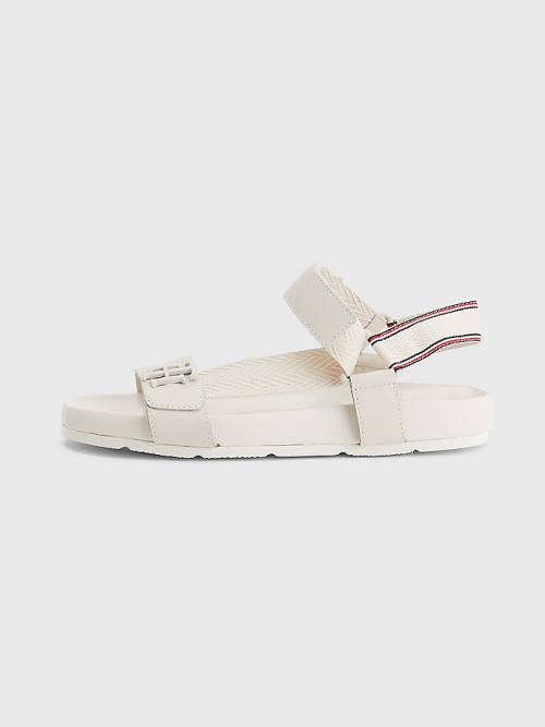 Tommy Hilfiger TH Monogram Askılı Sandalet Kadın Bej Rengi | TH953ZOD