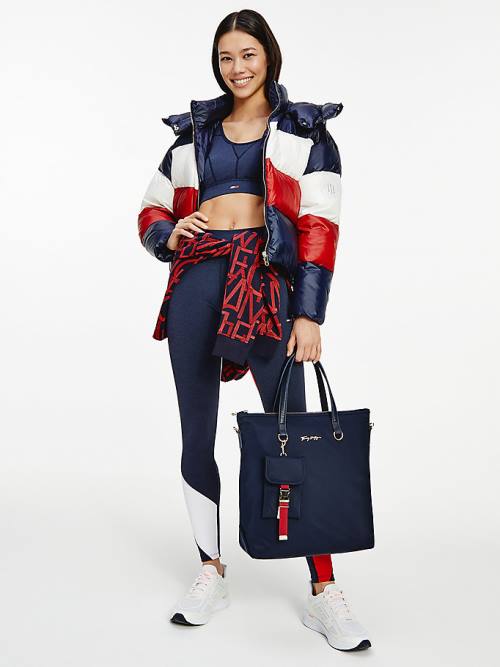 Tommy Hilfiger TH Protect Colour-Blocked Down Puffer Ceket Kadın Mavi | TH209ZWY