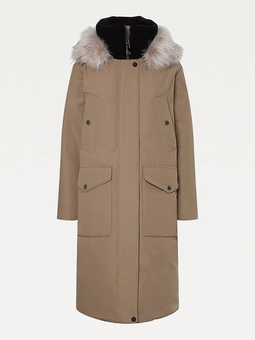 Tommy Hilfiger TH Protect Down Faux Fur Parka Kaban Kadın Kahverengi | TH493NCP