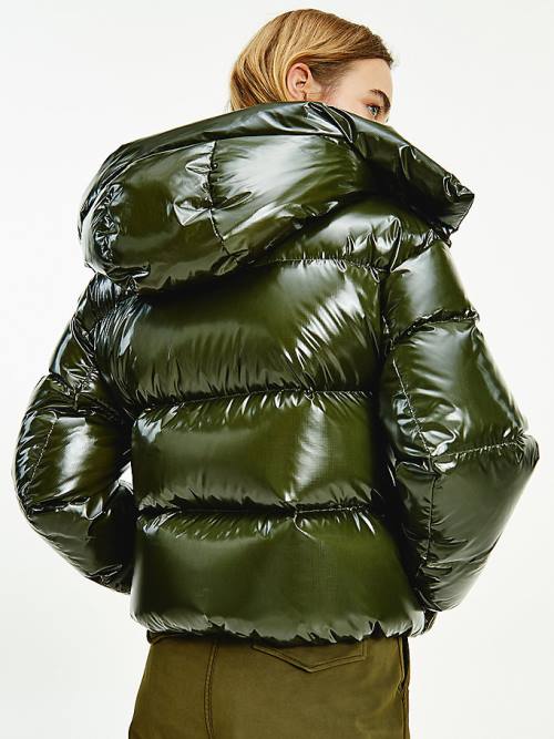 Tommy Hilfiger TH Protect Glossy Down-Filled Puffer Ceket Kadın Kahverengi | TH023HJC