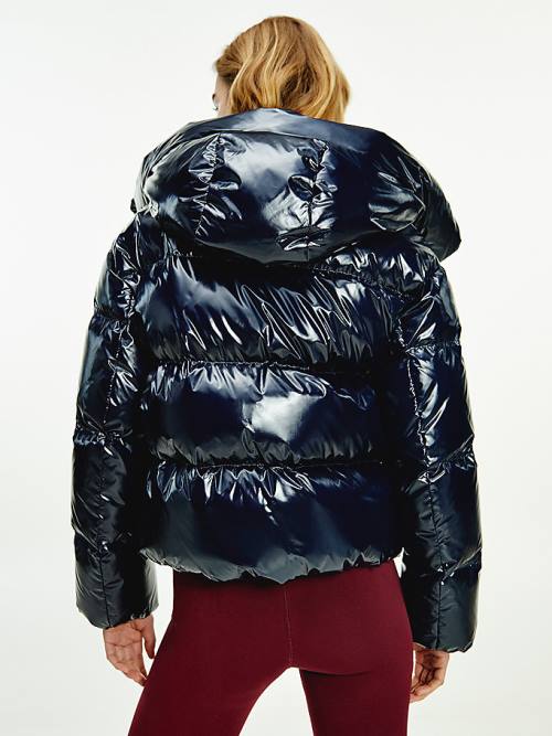 Tommy Hilfiger TH Protect Glossy Down-Filled Puffer Ceket Kadın Mavi | TH578MOC