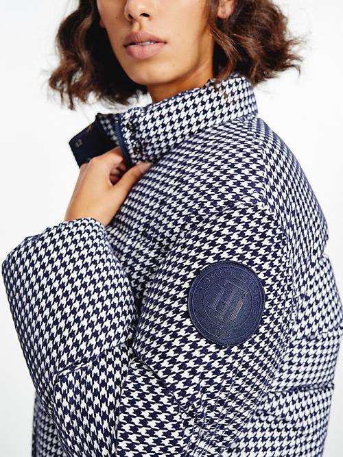 Tommy Hilfiger TH Protect Houndstooth Relaxed Down Ceket Kadın Mavi | TH694AUC