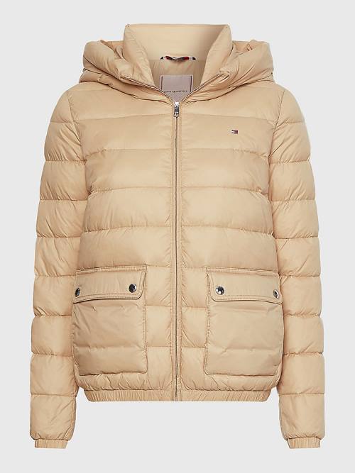 Tommy Hilfiger TH Protect Kukuletalı Padded Ceket Kadın Bej Rengi | TH049VTU