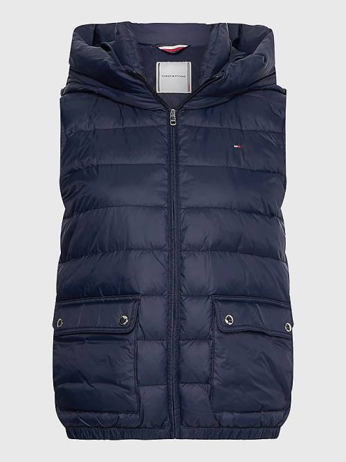 Tommy Hilfiger TH Protect Kukuletalı Padded Vest Kaban Kadın Mavi | TH156JIP