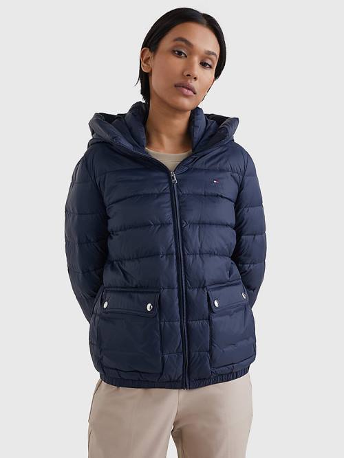 Tommy Hilfiger TH Protect Kukuletalı Padded Ceket Kadın Mavi | TH578MPT