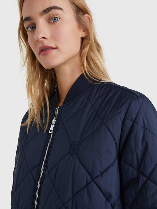 Tommy Hilfiger TH Protect Longline Quilted Bomber Coat Ceket Kadın Mavi | TH452FLQ