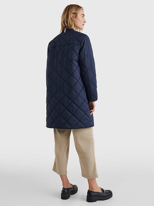 Tommy Hilfiger TH Protect Longline Quilted Bomber Coat Ceket Kadın Mavi | TH452FLQ