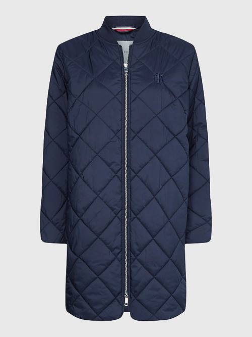 Tommy Hilfiger TH Protect Longline Quilted Bomber Coat Ceket Kadın Mavi | TH452FLQ