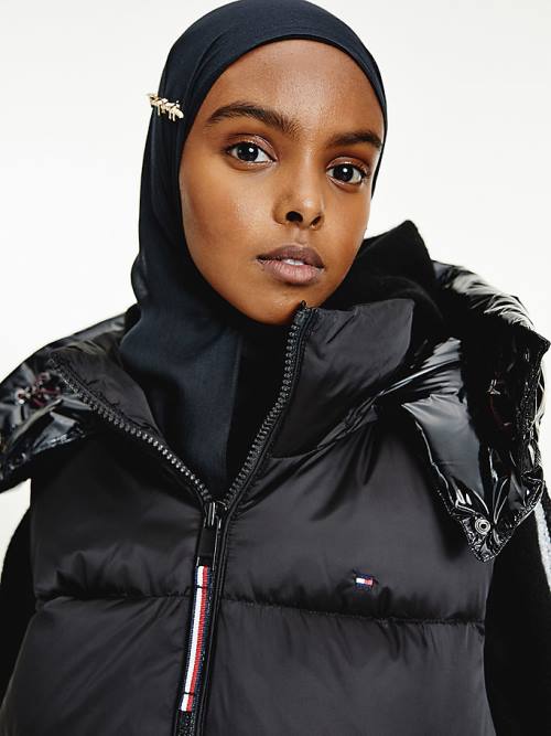 Tommy Hilfiger TH Protect Relaxed Down Puffer Vest Kaban Kadın Siyah | TH694QVW