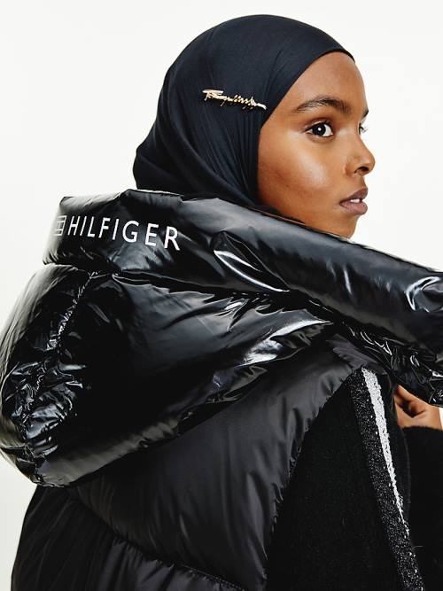 Tommy Hilfiger TH Protect Relaxed Down Puffer Vest Kaban Kadın Siyah | TH694QVW