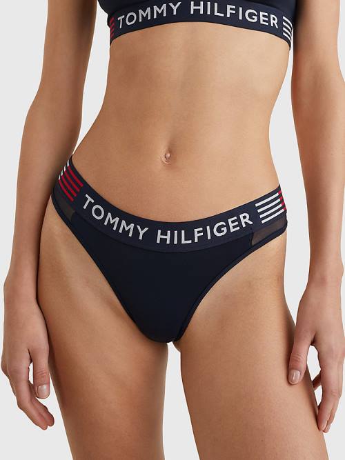 Tommy Hilfiger TH Stretch Colour-Blocked Tanga İç Giyim Kadın Mavi | TH857TPG