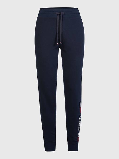 Tommy Hilfiger TH Stretch Cuffed Logo Joggers Pijama Erkek Mavi | TH384BPF