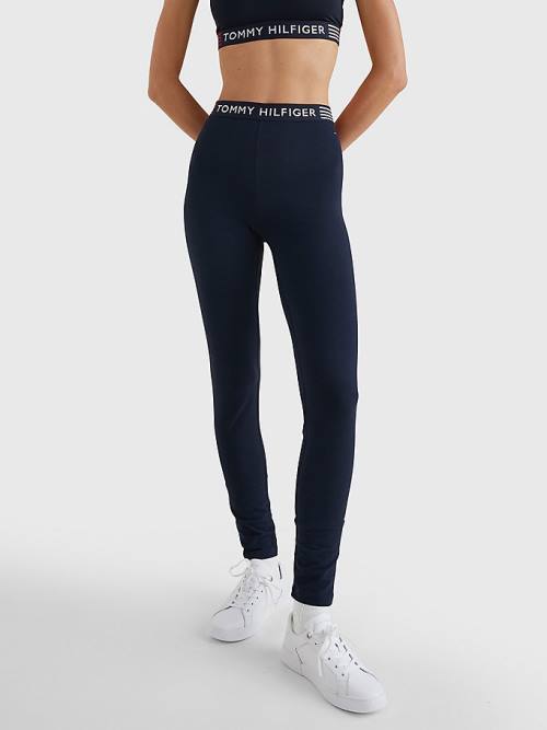 Tommy Hilfiger TH Stretch Logo Waistband Full Length Tayt Kadın Mavi | TH136CYU