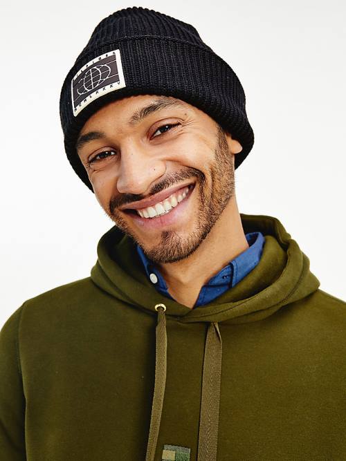 Tommy Hilfiger TH Tech Knitted Badge Beanie Şapka Erkek Mavi | TH068MFW