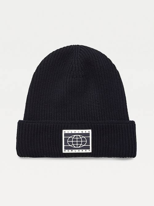 Tommy Hilfiger TH Tech Knitted Badge Beanie Şapka Erkek Mavi | TH068MFW