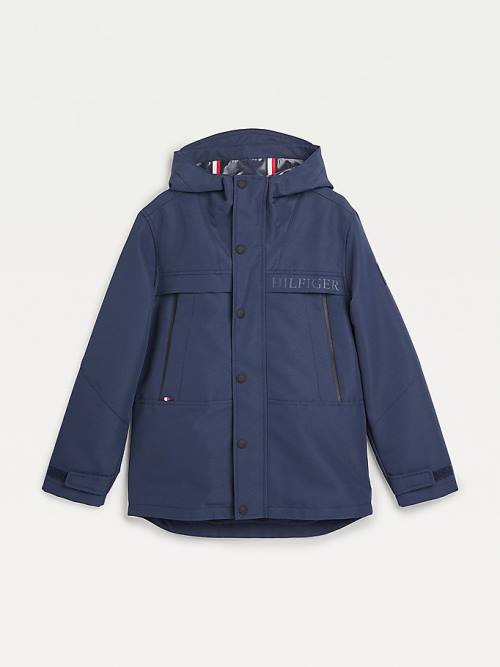 Tommy Hilfiger TH Tech Recycled Kukuletalı Parka Ceket Erkek Çocuk Mavi | TH871UAY