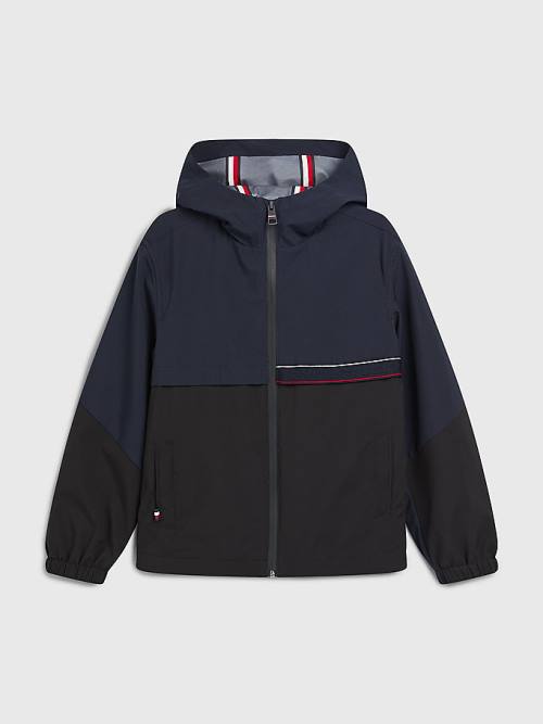 Tommy Hilfiger TH Tech Recycled Polyester Colour-Blocked Windbreaker Ceket Erkek Çocuk Mavi | TH203ARU