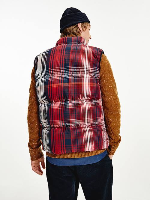 Tommy Hilfiger TH Warm High Loft Check Vest Kaban Erkek Kırmızı | TH326GDV