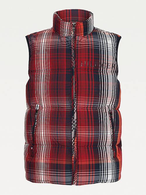 Tommy Hilfiger TH Warm High Loft Check Vest Kaban Erkek Kırmızı | TH326GDV