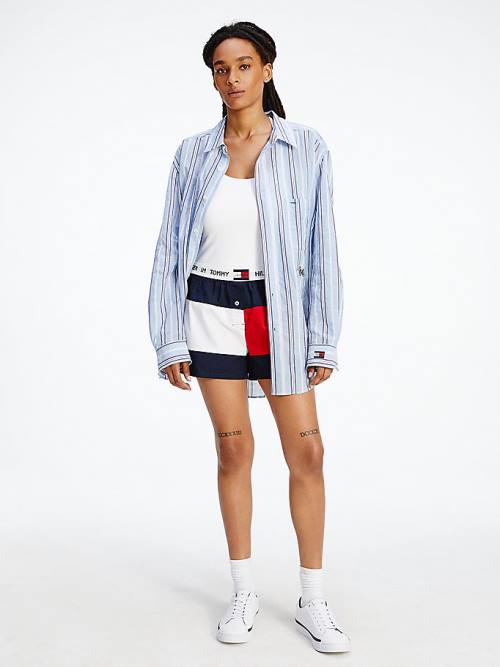 Tommy Hilfiger TOMMYXINDYA Stripe Gömlek Kadın Mavi | TH901WDK