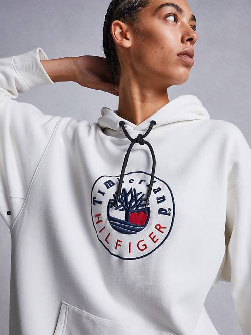 Tommy Hilfiger TOMMYXTIMBERLAND Logo Elbise Kadın Beyaz | TH470SDC