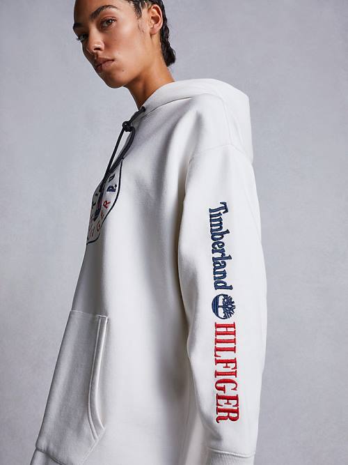 Tommy Hilfiger TOMMYXTIMBERLAND Logo Elbise Kadın Beyaz | TH470SDC