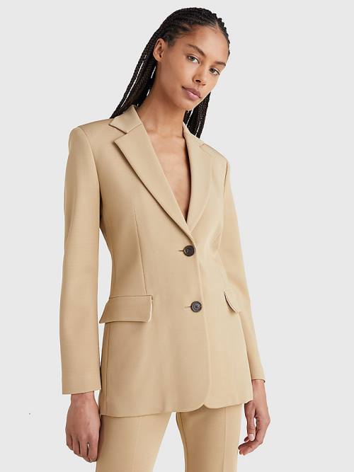 Tommy Hilfiger Tailored Single-Breasted Blazer Kadın Haki | TH264TOP