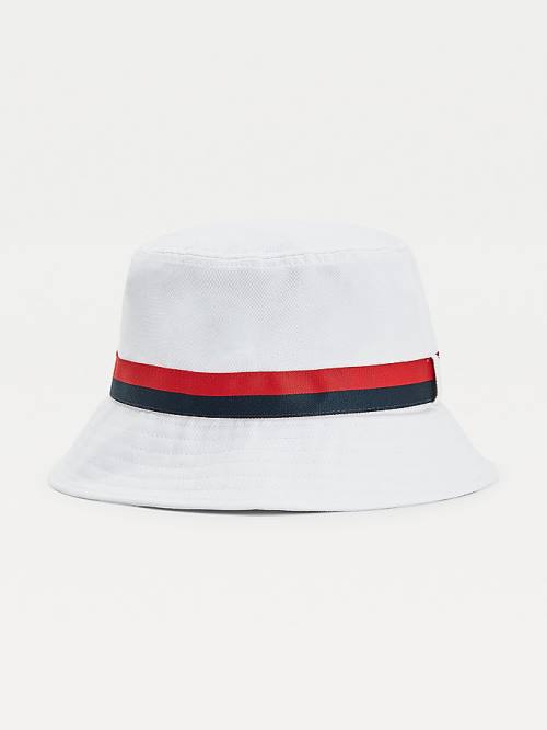 Tommy Hilfiger Tape Bucket Şapka Erkek Beyaz | TH201CFK