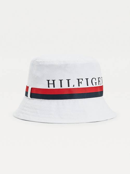 Tommy Hilfiger Tape Bucket Şapka Erkek Beyaz | TH201CFK