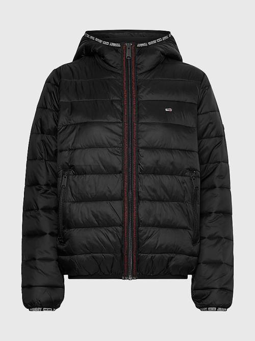 Tommy Hilfiger Tape Detail Quilted Kukuletalı Ceket Kadın Siyah | TH214WJG