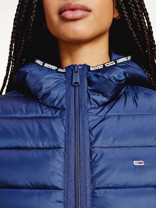 Tommy Hilfiger Tape Detail Quilted Kukuletalı Ceket Kadın Mavi | TH230JCW