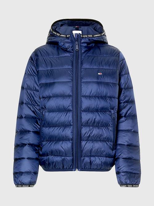 Tommy Hilfiger Tape Detail Quilted Kukuletalı Ceket Kadın Mavi | TH230JCW