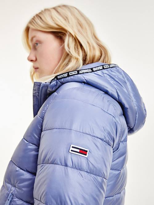 Tommy Hilfiger Tape Detail Quilted Kukuletalı Ceket Kadın Mor | TH280DMJ