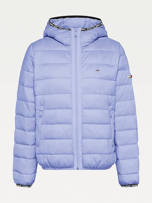 Tommy Hilfiger Tape Detail Quilted Kukuletalı Ceket Kadın Mor | TH280DMJ