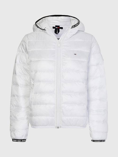 Tommy Hilfiger Tape Detail Quilted Kukuletalı Ceket Kadın Beyaz | TH394AFZ