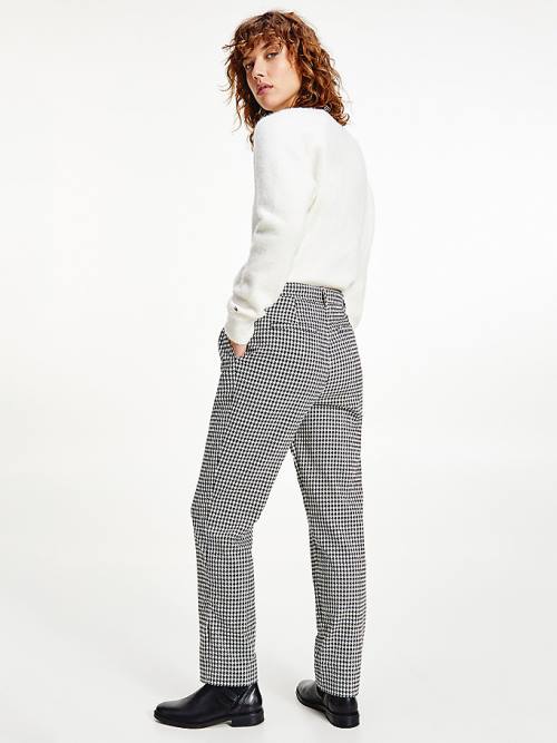 Tommy Hilfiger Tapered Houndstooth Virgin Wool Pantolon Kadın Mavi | TH153RKB