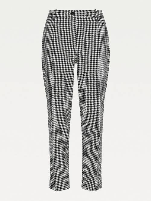 Tommy Hilfiger Tapered Houndstooth Virgin Wool Pantolon Kadın Mavi | TH153RKB