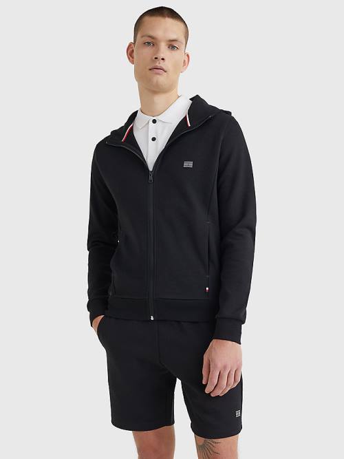 Tommy Hilfiger Tech Essentials Kukuletalı Zip-Thru Kapüşonlu Sweatshirt Erkek Siyah | TH685FRJ