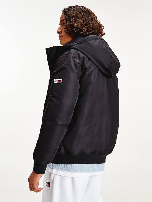 Tommy Hilfiger Tech Kukuletalı Bomber Ceket Erkek Siyah | TH216LZR